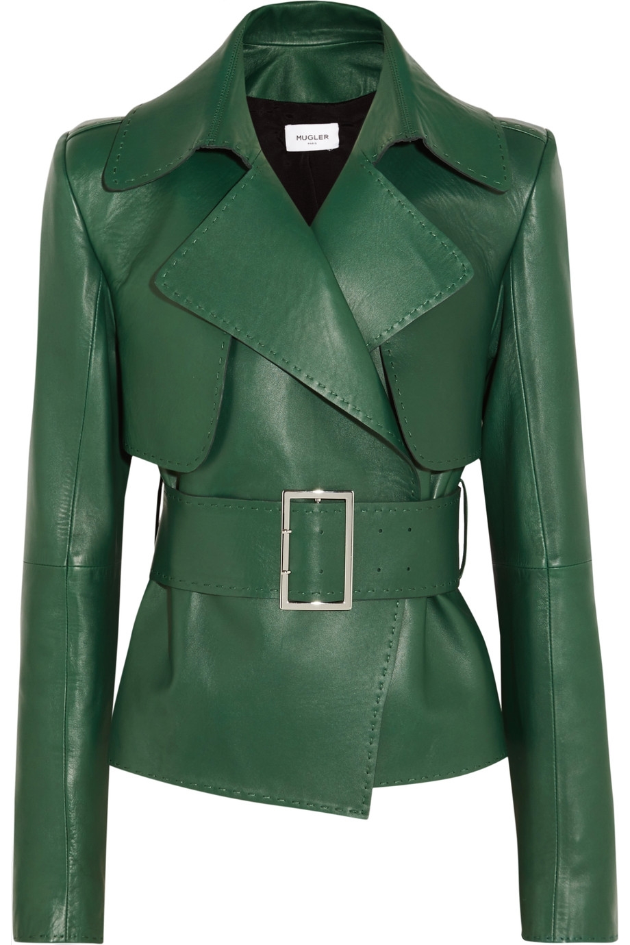 Зеленый кожаный пиджак